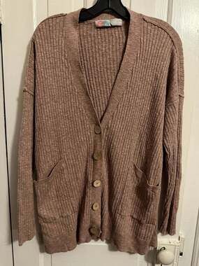 Free People FP Beach Ribbed Knit Button-Front Cardigan Small